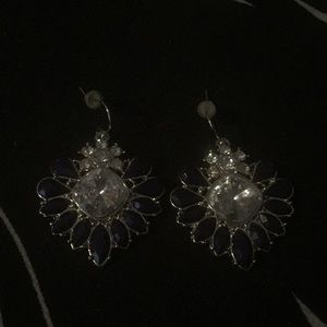 Faux blue “sapphire” & “diamond” earrings for wedding, prom, homecoming